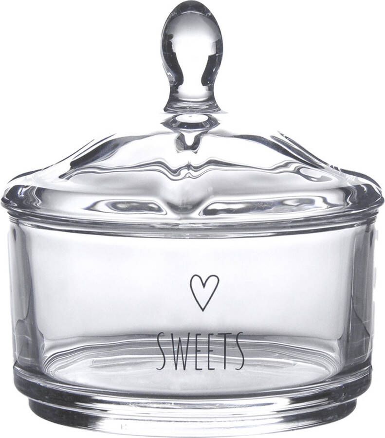 Clayre & Eef Glazen potje Ø 9x9 cm Glas Rond Hart Sweets Potje Transparant Potje