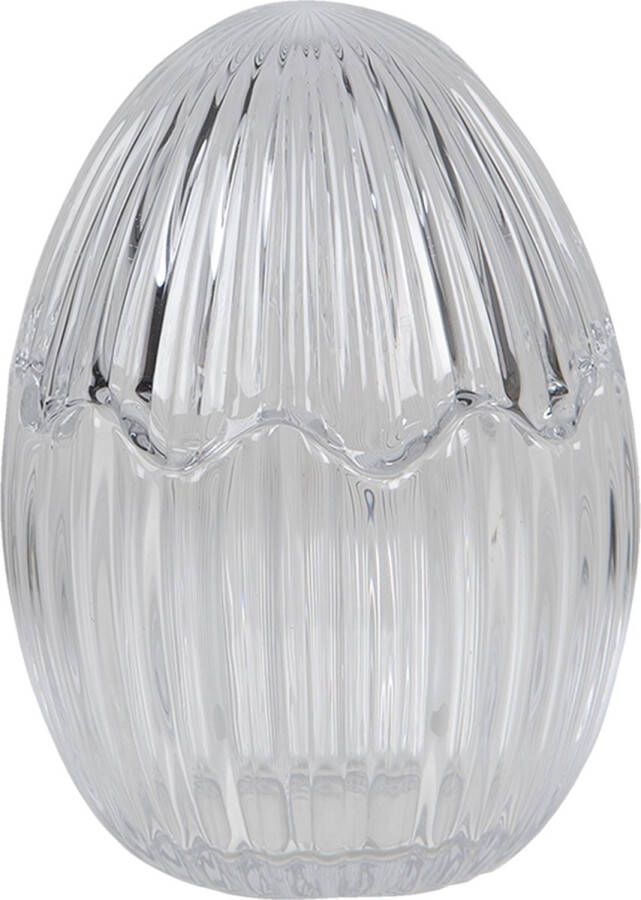 Clayre & Eef Glazen potje Ei Ø 9x12 cm Glas Potje Transparant Potje
