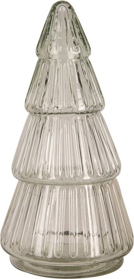 Clayre & Eef Glazen potje Kerstboom Ø 11x21 cm Transparant Glas Voorraadpot Deksel Transparant Voorraadpot Deksel