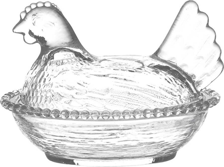 Clayre & Eef Glazen potje Kip 17x13x13 cm Transparant Glas Ovaal Potje Transparant Potje