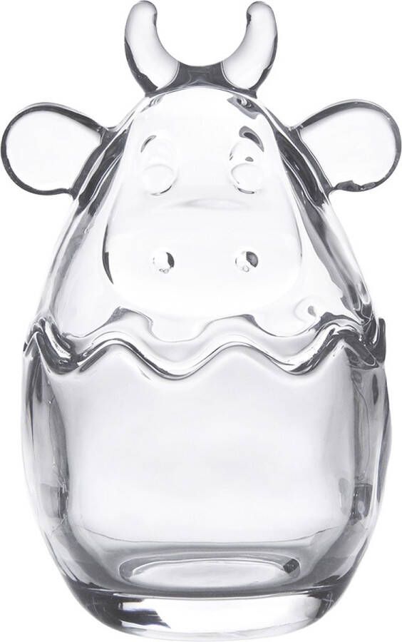 Clayre & Eef Glazen potje Koe Ø 8x14 cm Transparant Glas Rond Potje Transparant Potje