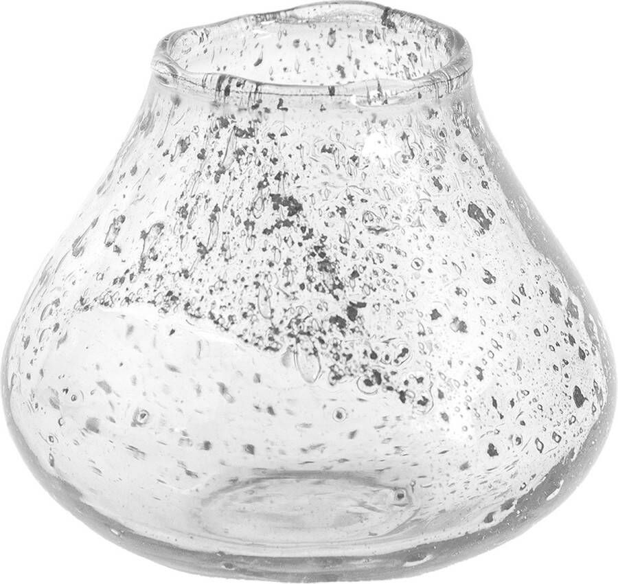 Clayre & Eef Glazen Theelichthouder Ø 13*12 cm Transparant Glas Rond Waxinelichthouder Windlichthouder