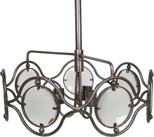 Clayre & Eef Hanglamp Ø 60*27 cm Grijs Ijzer glas Hanglamp Eettafel Hanglampen Eetkamer Hanglamp EettafelHanglampen Eetkamer