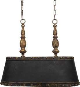 Clayre & Eef Hanglamp 71x31x58 Cm Zwart Bruin Ijzer Hanglamp Eettafel Hanglampen Eetkamer Zwart Hanglamp Eettafel