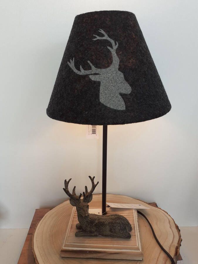 Clayre & Eef Herten beeld hert als tafellamp inclusief kap met een hert inclusief lamp van 46x23x23 cm
