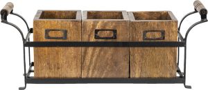 Clayre & Eef Houten Kistje 41x11x16 Cm Bruin Hout Bestekbak Bakjes Opbergen Kleine Bakjes Bruin Bestekbak Bakjes