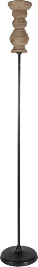 Clayre & Eef Kandelaar 102 cm Zwart Bruin Hout IJzer Kaarsenhouder Zwart Kaarsenhouder - Foto 1