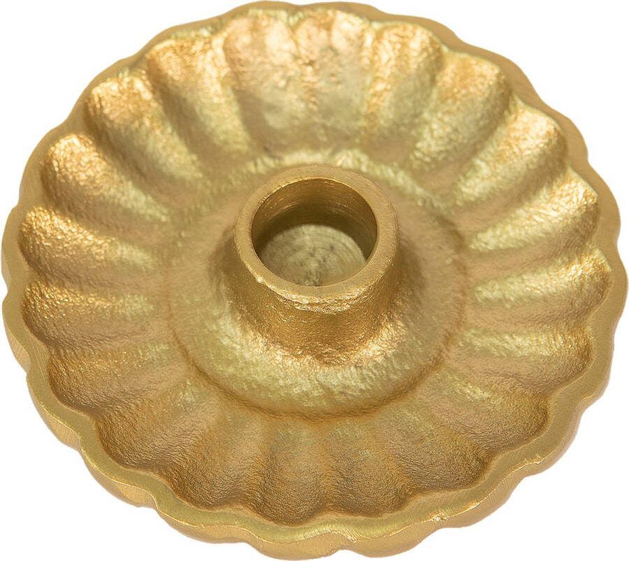 Clayre & Eef Kandelaar Ø 11x3 cm Goudkleurig Aluminium Rond Kaarsenstandaard Goudkleurig Kaarsenstandaard