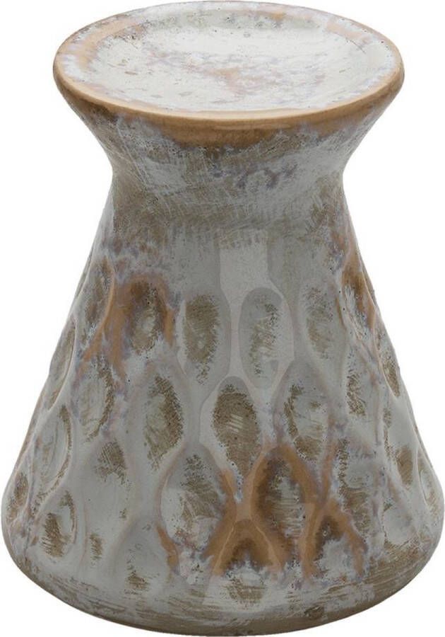 Clayre & Eef Kandelaar Ø 14x16 cm Grijs Keramiek Rond Kaarsenstandaard
