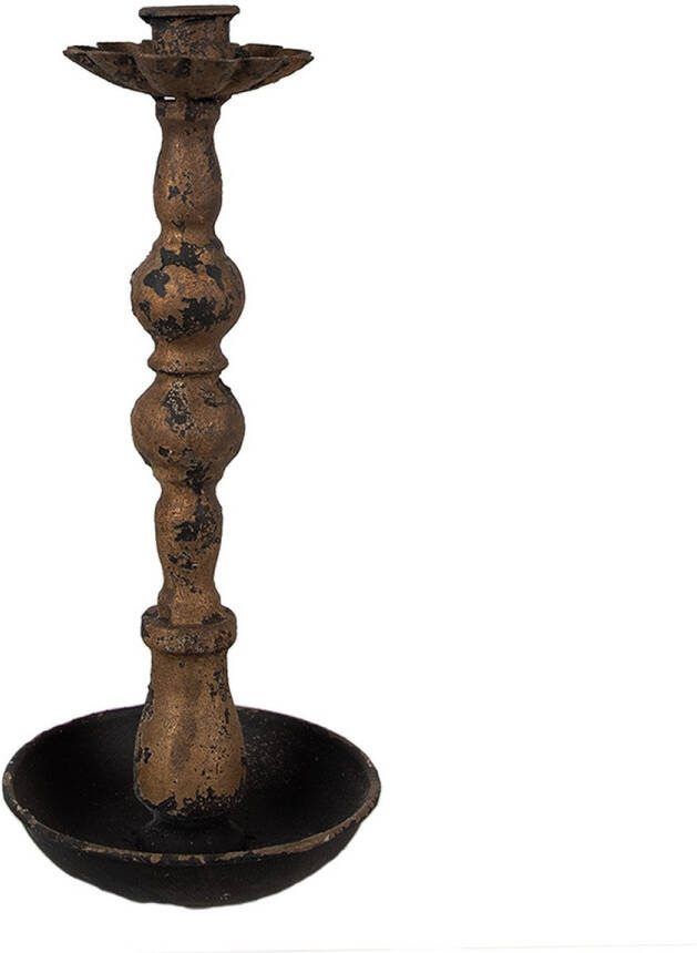 Clayre & Eef Kandelaar 25 cm Zwart Ijzer Kaarsenstandaard Zwart Kaarsenstandaard