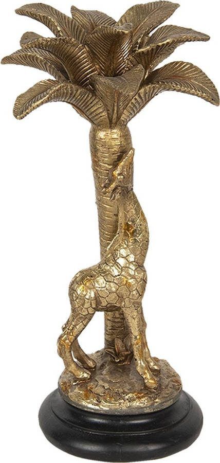 Clayre & Eef Kandelaar Giraf Ø 14*34 cm Goudkleurig Kunststof Giraf Kaarsenstandaard Kaarsenhouder KaarsenstandaardKaarsenhouder
