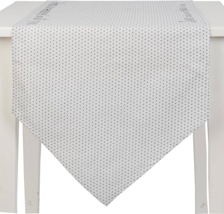 Clayre & Eef katoenen Tafelloper My Lovely Home Grijs 50 x 160 cm