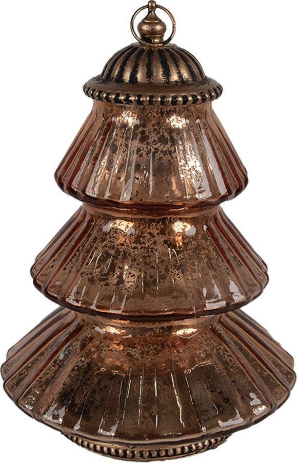 Clayre & Eef Kerstdecoratie met LED-verlichting Ø 16x22 cm Koperkleurig Glas