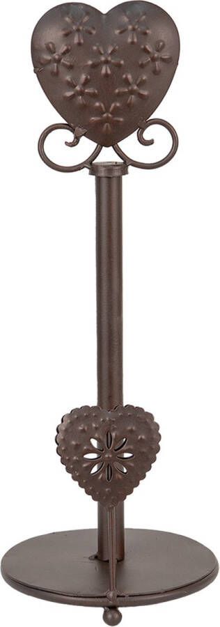 Clayre & Eef Keukenrolhouder Ø 16x42 cm Bruin Ijzer Hart Rollenhouder Bruin Rollenhouder