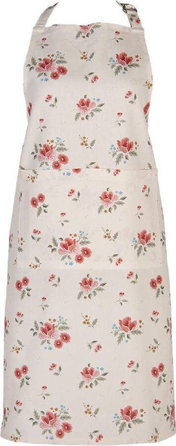 Clayre & Eef Keukenschort 70x85 cm Beige Katoen Rozen BBQ Schort