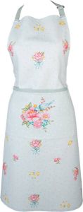 Clayre & Eef Keukenschort 70x85 Cm Groen Katoen Bloemen Bbq Schort Cadeau Voor Haar Groen Bbq Schort Cadeau Voor Haar