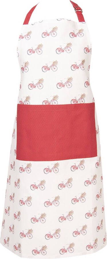 Clayre & Eef Keukenschort 70x85 cm Rood Wit Katoen Fiets BBQ Schort