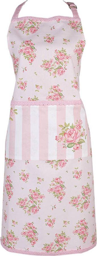 Clayre & Eef Keukenschort 70x85 cm Roze Katoen Rozen Roze