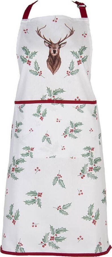 HAES deco Keukenschort formaat 70x85 cm kleuren Wit Rood Bruin Groen van 100% Katoen Collectie: Holly Christmas Kerstschort BBQ Schort Kookschort