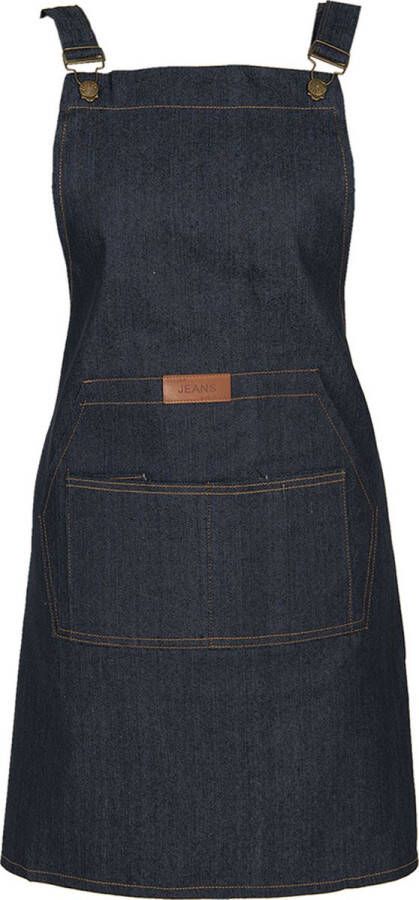 Clayre & Eef Keukenschort 80x73 cm Blauw Polyester BBQ Schort Cadeau
