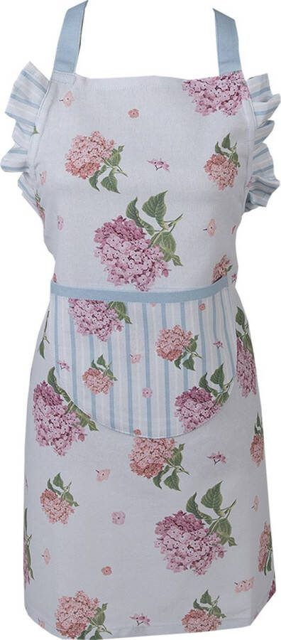 Clayre & Eef Keukenschort Kinderen 48x56 cm Blauw Roze Katoen Hortensia Blauw