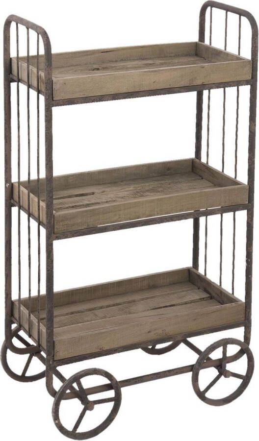 Clayre & Eef Keukentrolley 51x26x94 cm Bruin Hout Ijzer Rechthoek Bakkerskast Bruin Bakkerskast