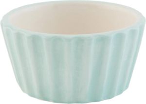 Clayre & Eef Kom | Ø 9*5 cm 0.1L | Groen | Keramiek | Rond | Ribbels | | 6CE0460LGR