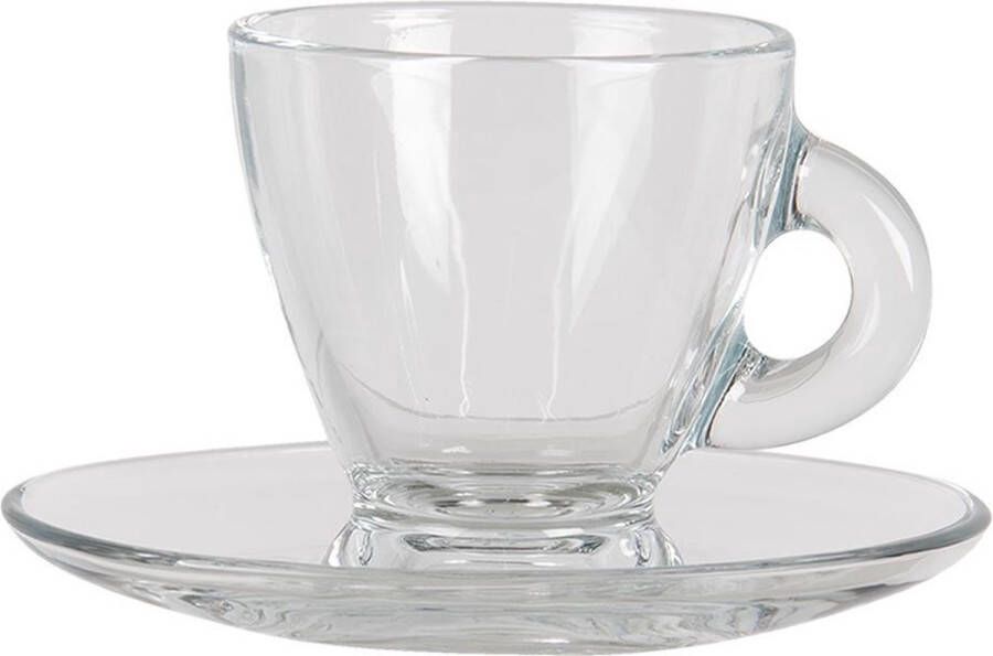 Clayre & Eef Transparente Kop en schotel 8*6*6 11*10*2 cm 85 ml 6GL3418