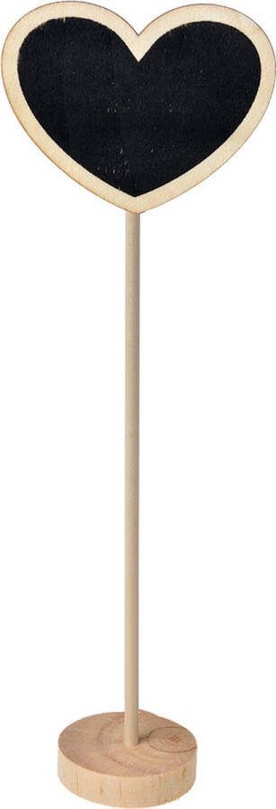 Clayre & Eef Krijtbord 8x5x27 cm Zwart Hout Hartvormig