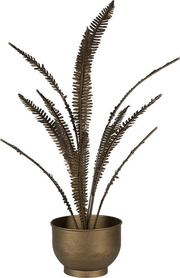 Clayre & Eef Kunstplant 63 cm Goudkleurig Ijzer Decoratie plant Goudkleurig Decoratie plant
