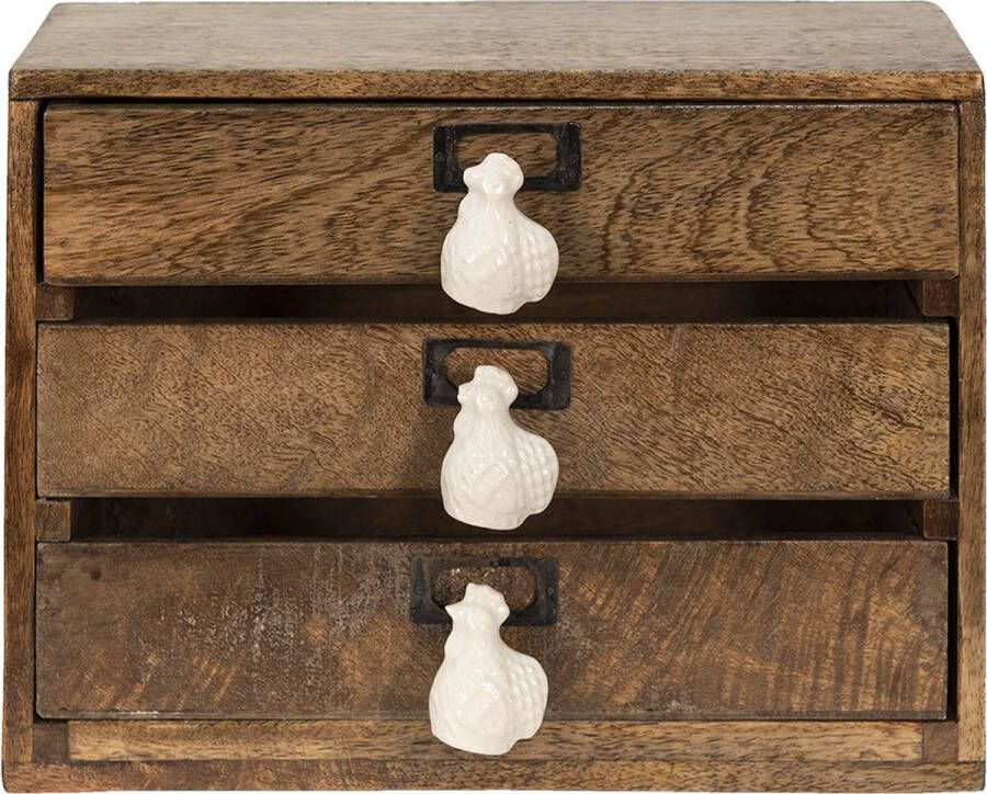 Clayre & Eef Ladekastje 29x14x22 cm Bruin Hout Kip Bruin