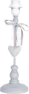 Clayre & Eef Lampenvoet Tafellamp Ø 12*38 cm E27 max 1*40W Grijs Hout Hart Rond Lampvoet