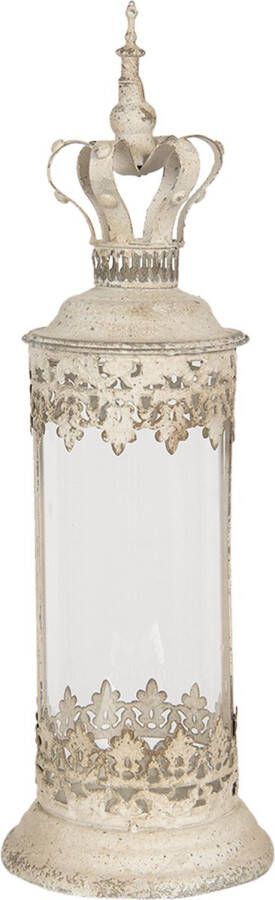 Clayre & Eef Lantaarn Ø 17x55 cm Beige Ijzer Rond Kaarsenhouder Beige Kaarsenhouder
