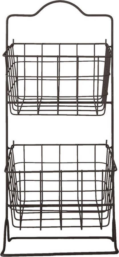 Clayre & Eef Mandenrek 25x25x57 cm Bruin Ijzer Keukenrek Rek