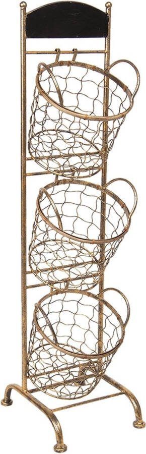 Clayre & Eef Mandenrek 30x25x98 cm Bruin Ijzer Rechthoek Keukenrek Bruin Keukenrek