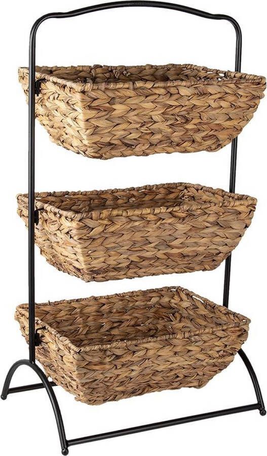 Clayre & Eef Mandenrek 39x27x70 cm Bruin Zwart Zeegras Keukenrek