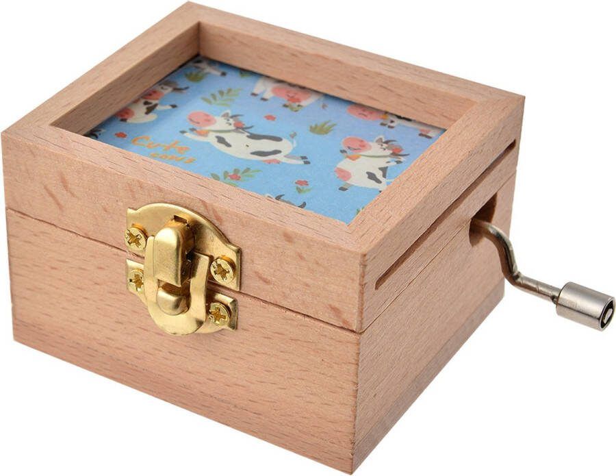 Clayre & Eef Muziekdoos 9x6x4 cm Blauw Beige Hout