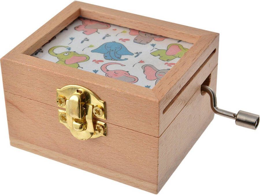 Clayre & Eef Muziekdoos 9x6x4 cm Wit Beige Hout