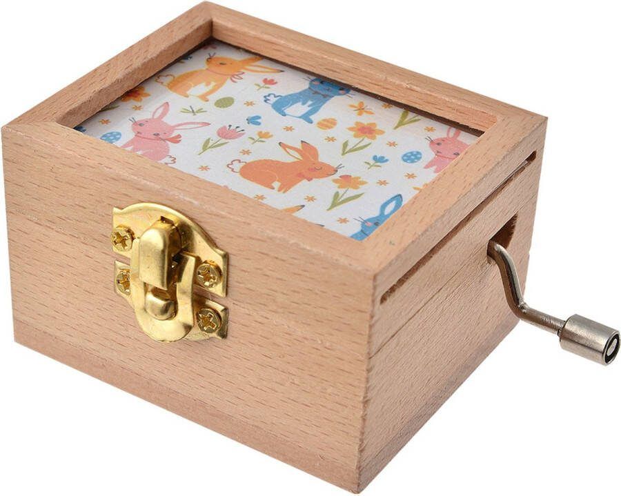 Clayre & Eef Muziekdoos 9x6x4 cm Wit Beige Hout