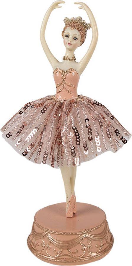 Clayre & Eef Muziekdoos Ballerina Ø 11x29 cm Roze Polyresin