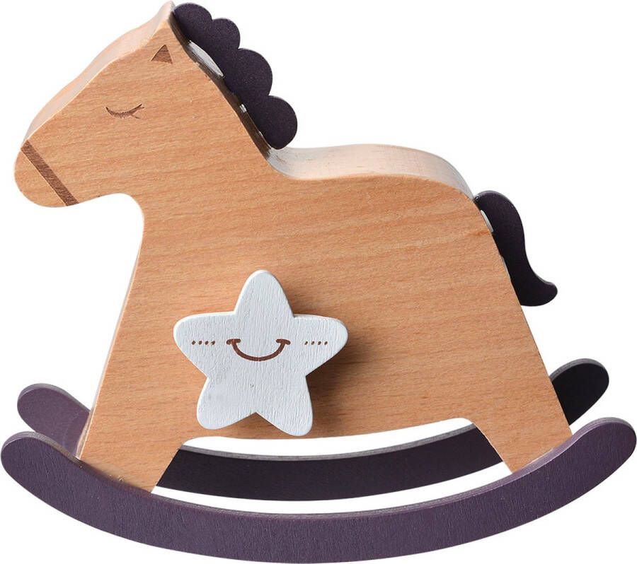 Clayre & Eef Muziekdoos Hobbelpaard 13x4x10 cm Beige Hout