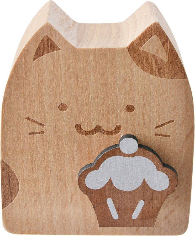 Clayre & Eef Muziekdoos Kat 7x4x8 cm Bruin Hout