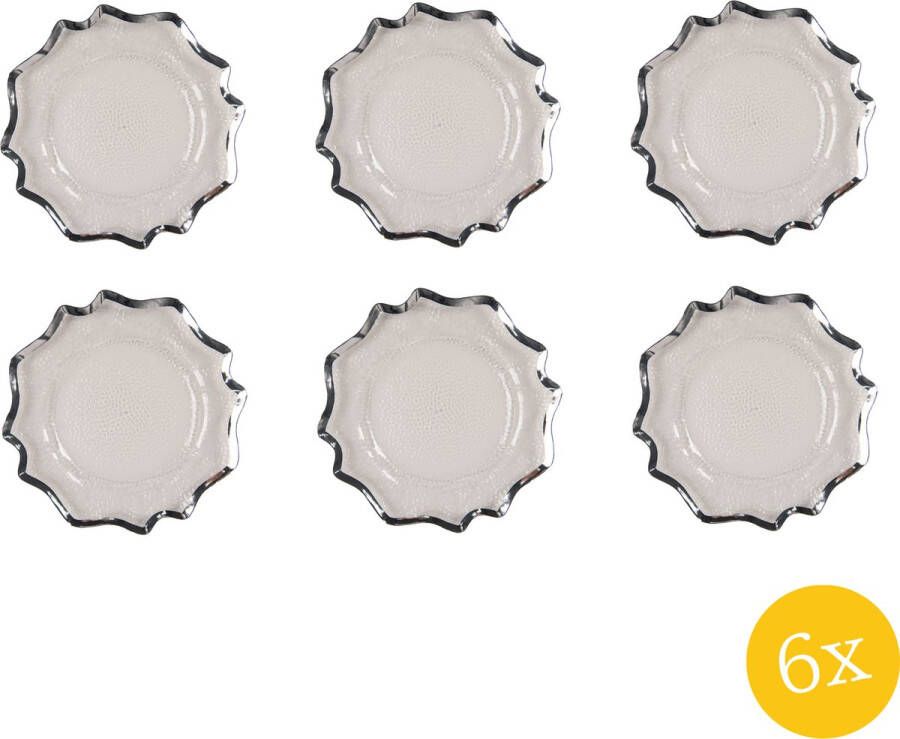 Clayre & Eef Onderbord set van 6 stuks Ø 33 cm Transparant Kunststof