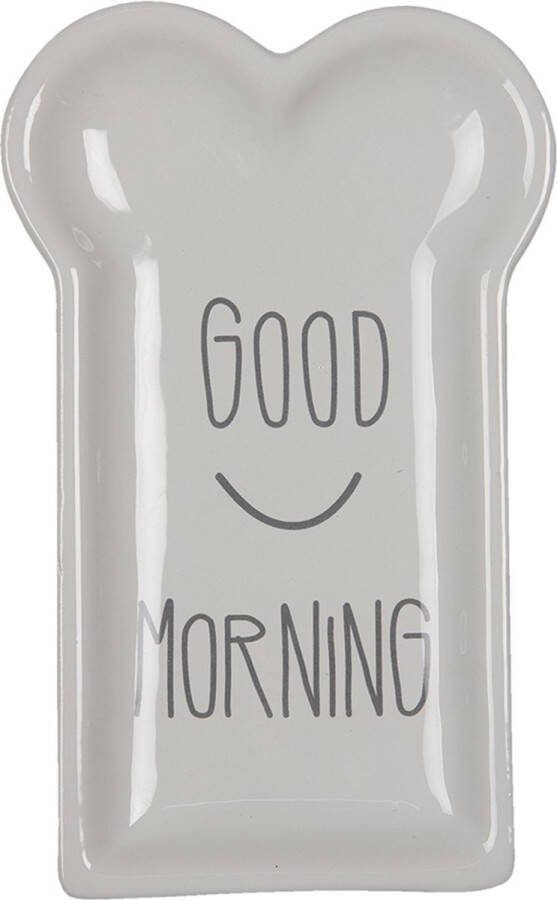 Clayre & Eef Ontbijtbord 10x17 cm Wit Keramiek Good morning Bord