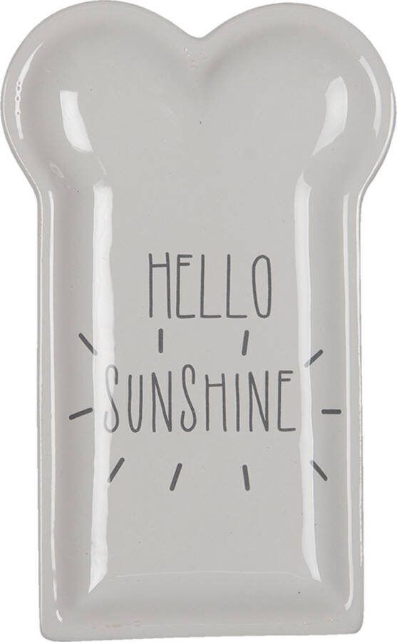 Clayre & Eef Ontbijtbord 10x17 cm Wit Keramiek Hello sunshine Bord