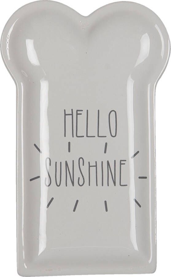 Clayre & Eef Ontbijtbord 10x17 cm Wit Keramiek Hello sunshine Bord Eetbord Klein bord