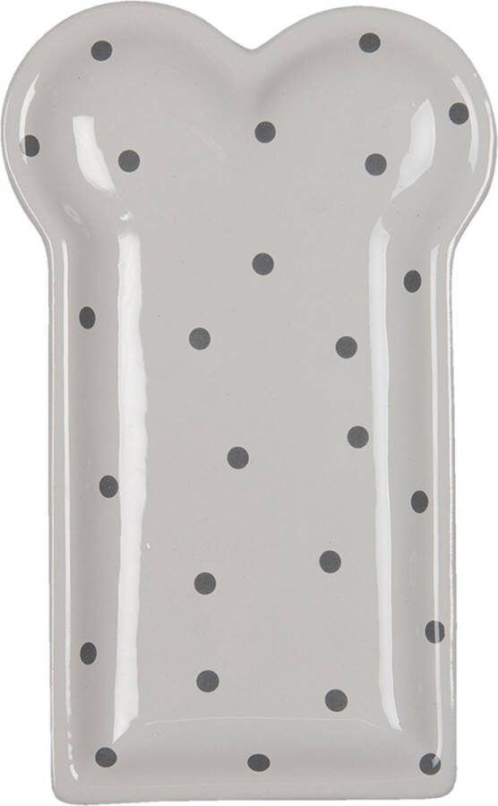 Clayre & Eef Ontbijtbord 10x17 cm Wit Keramiek Stippen Bord