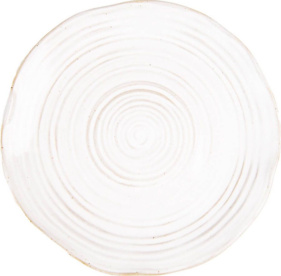 Clayre & Eef Ontbijtbord Ø 18 cm Beige Keramiek Rond Bord Eetbord Klein bord