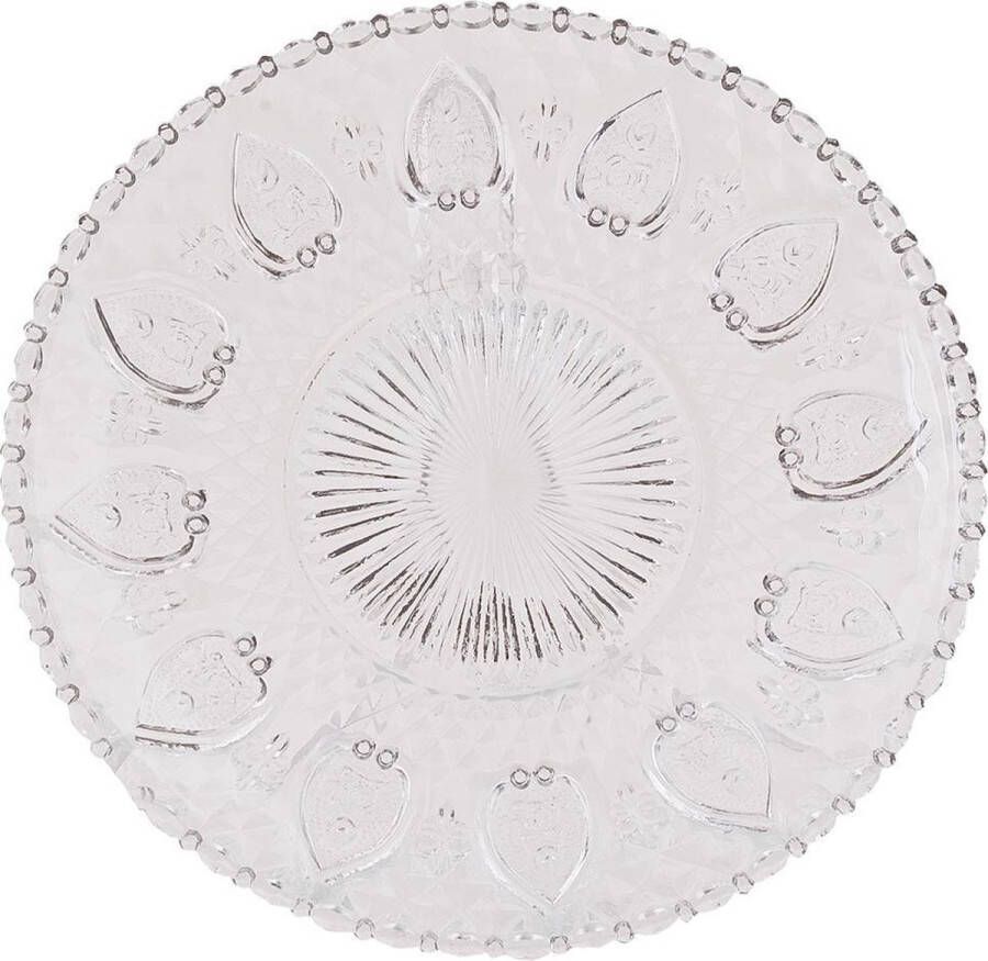 Clayre & Eef Ontbijtbord Ø 20 cm Glas Rond Bord Transparant Bord