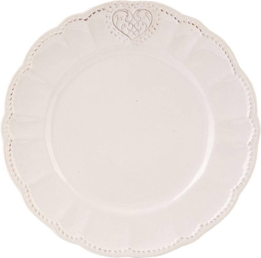 Clayre & Eef Ontbijtbord Ø 21 cm Beige Keramiek Rond Bord